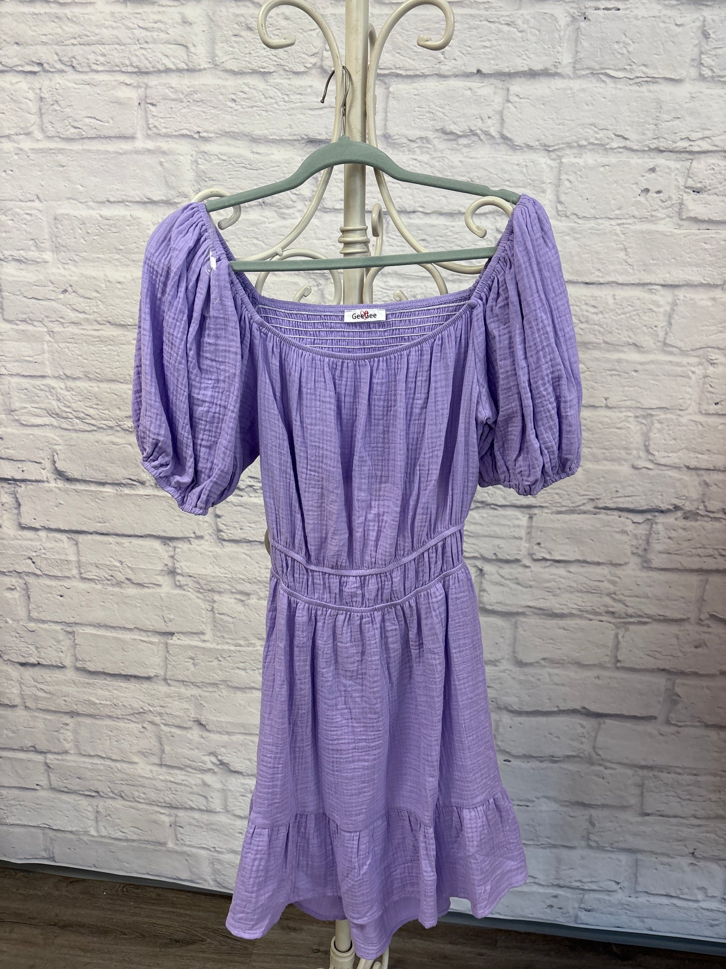 Purple summer dress with cutout back