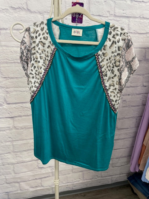 Teal Animal print shirt