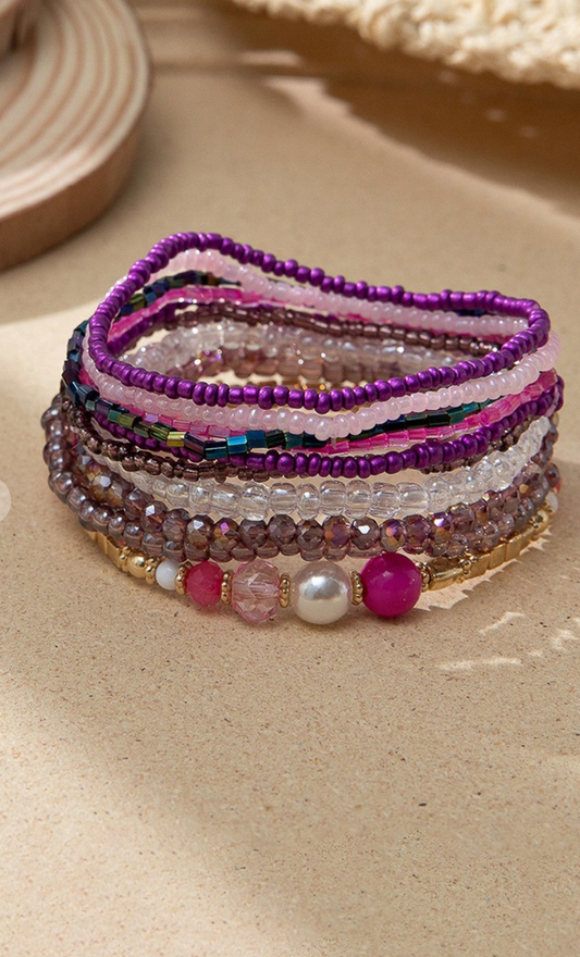10pcs Pearl Beaded Bracelets Set