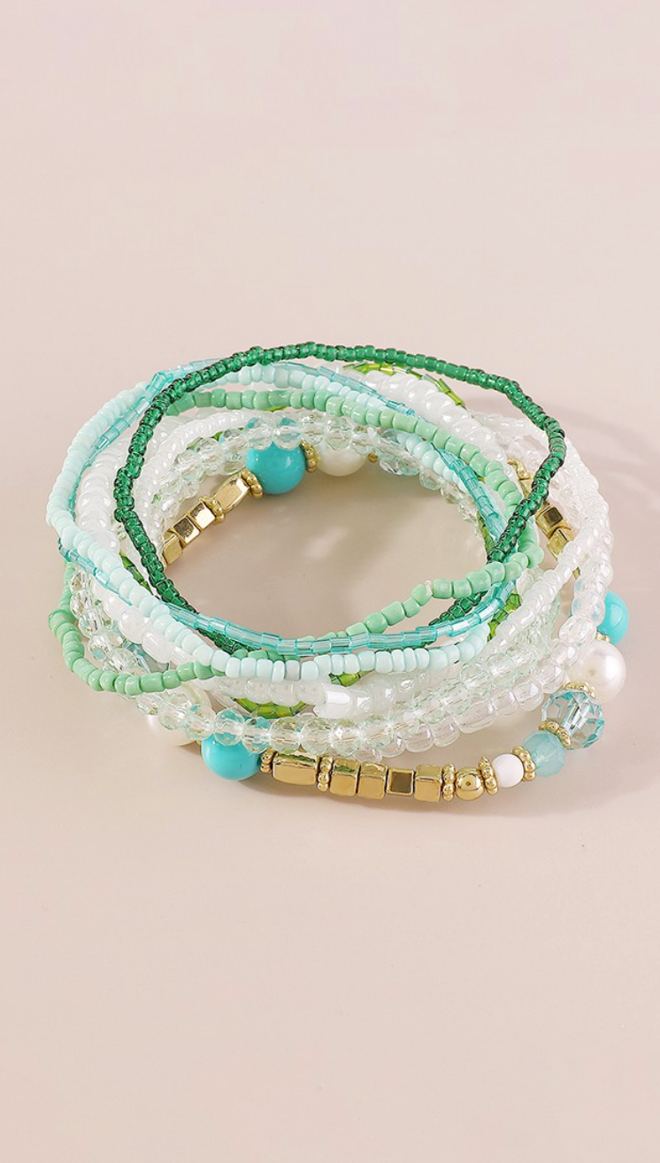 10pcs Pearl Beaded Bracelets Set