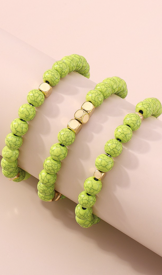 Boho 3pcs Marble Beaded Bracelets Set