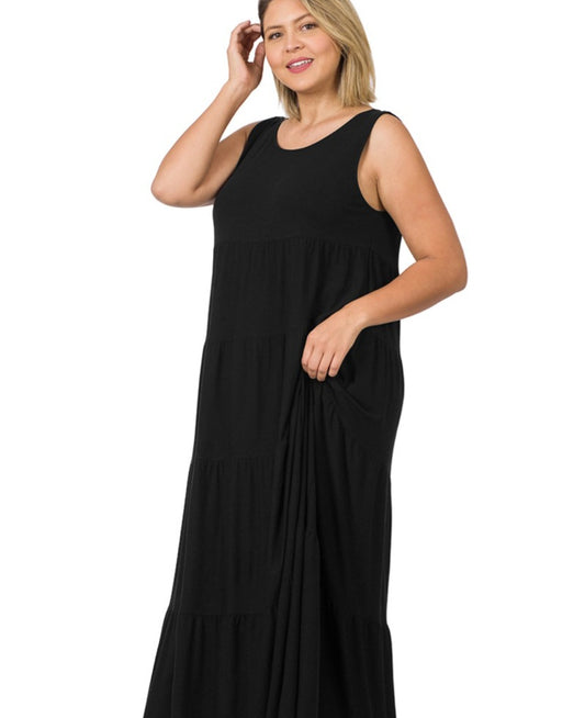 Black Midi tiered dress