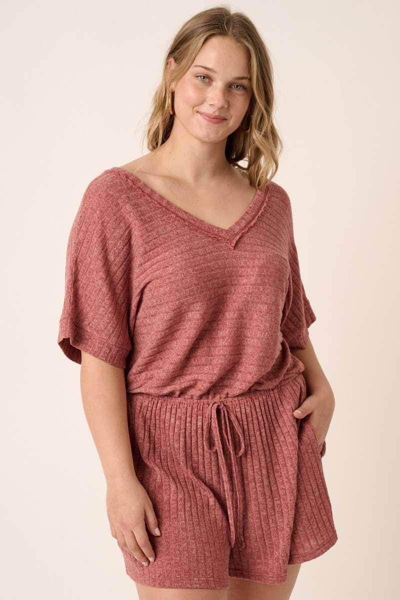 PLUS SIZE RIBBED ROMPER