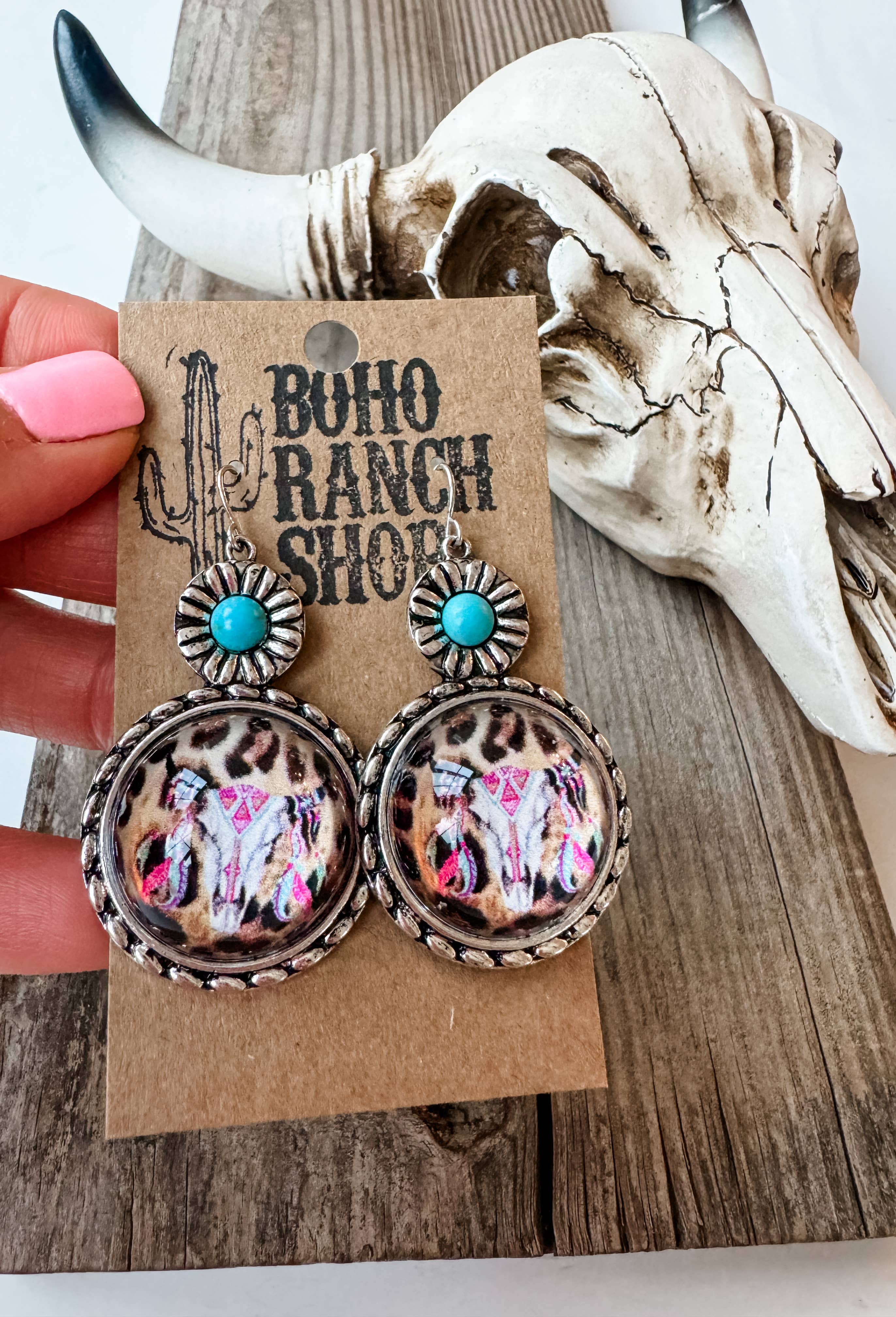 Western Theme Bubble Steer Earrings 