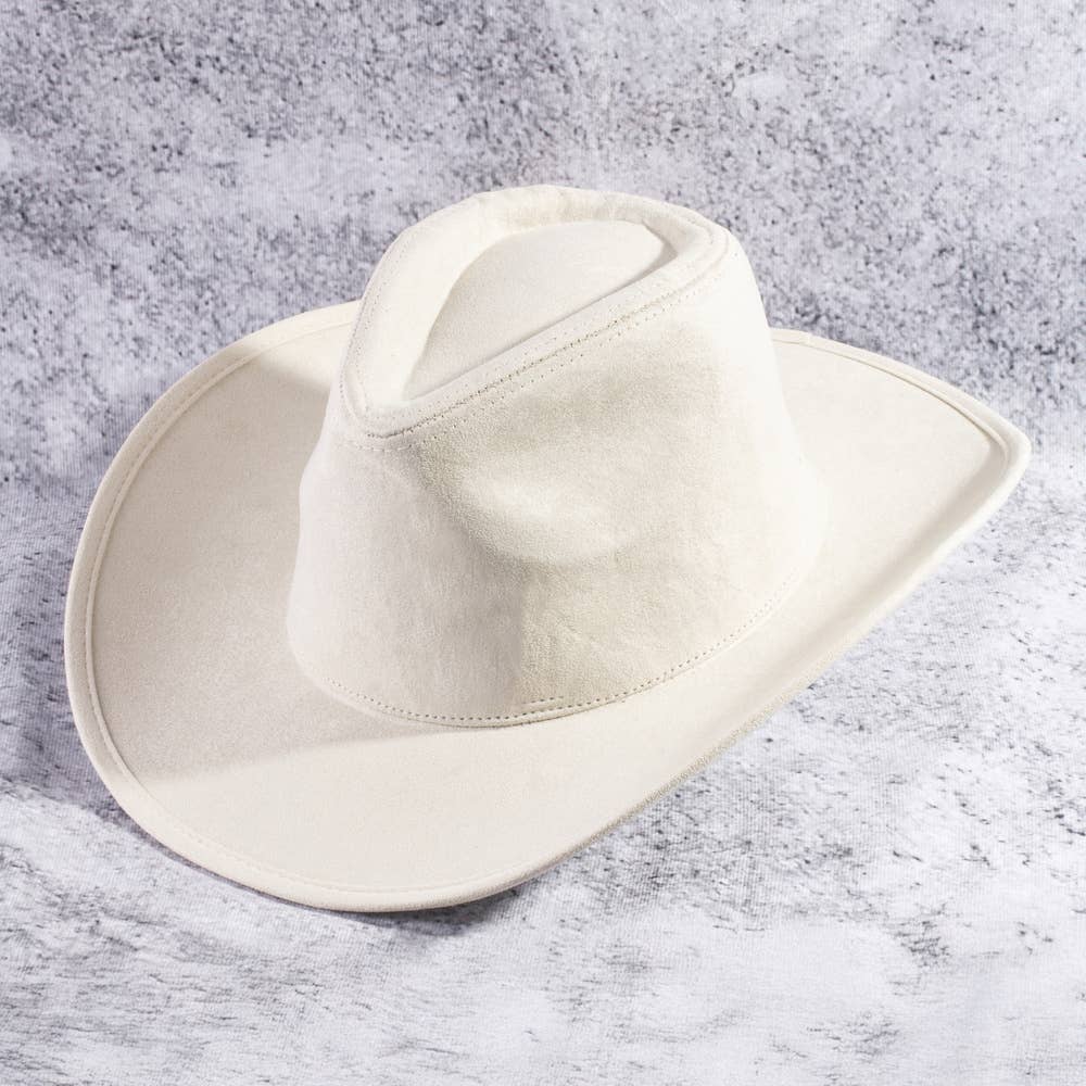 Wide Brim Suede Rhinestone Studded Western Cowboy Hat