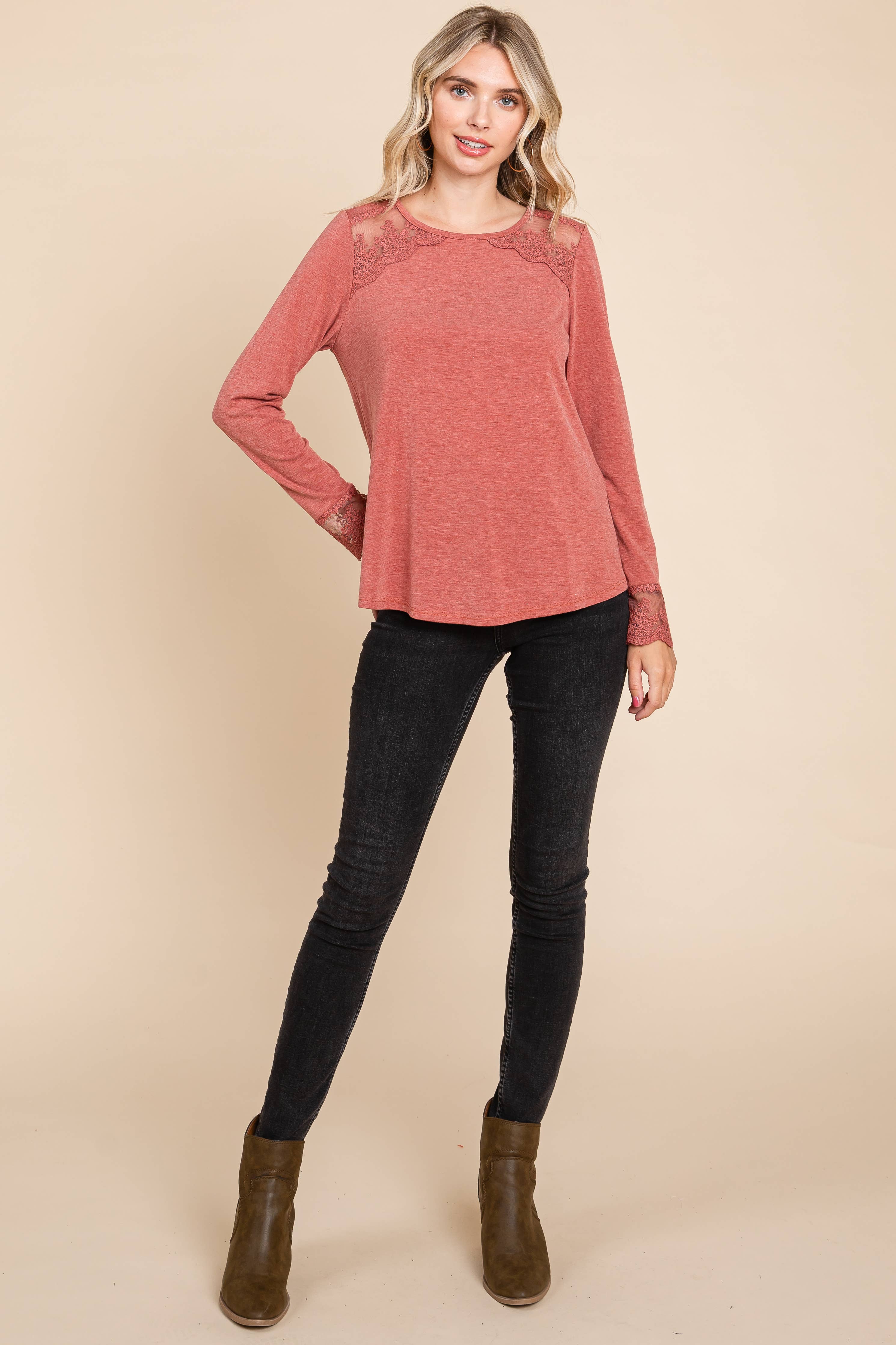 ETK-8996-PL Plus Size Solid Round-Neck Casual Top