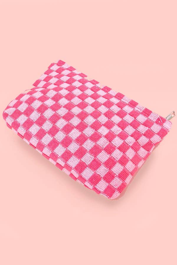 TRAVEL GINGHAM CHECKER MAKEUP COSMETIC POUCH BAG | 40P528