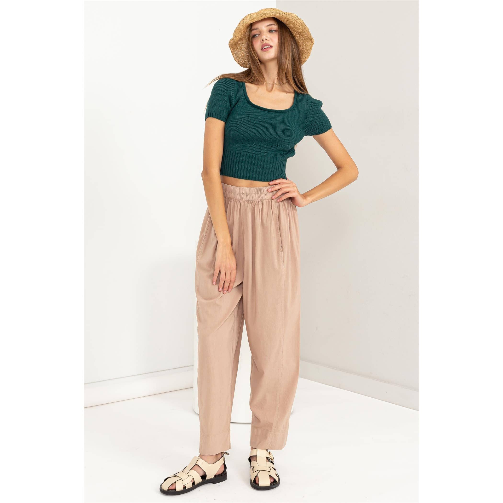 Scoop Neck Short Sleeve Knit Top