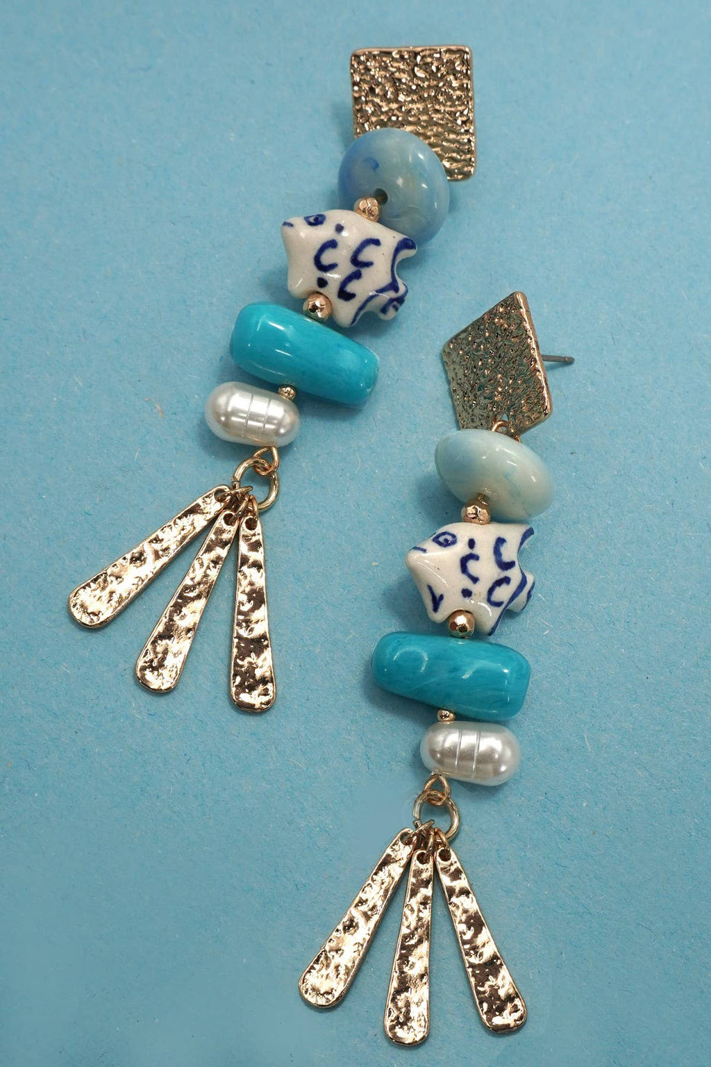 COASTAL CHARM PORCELAIN FISH DROP EARRINGS