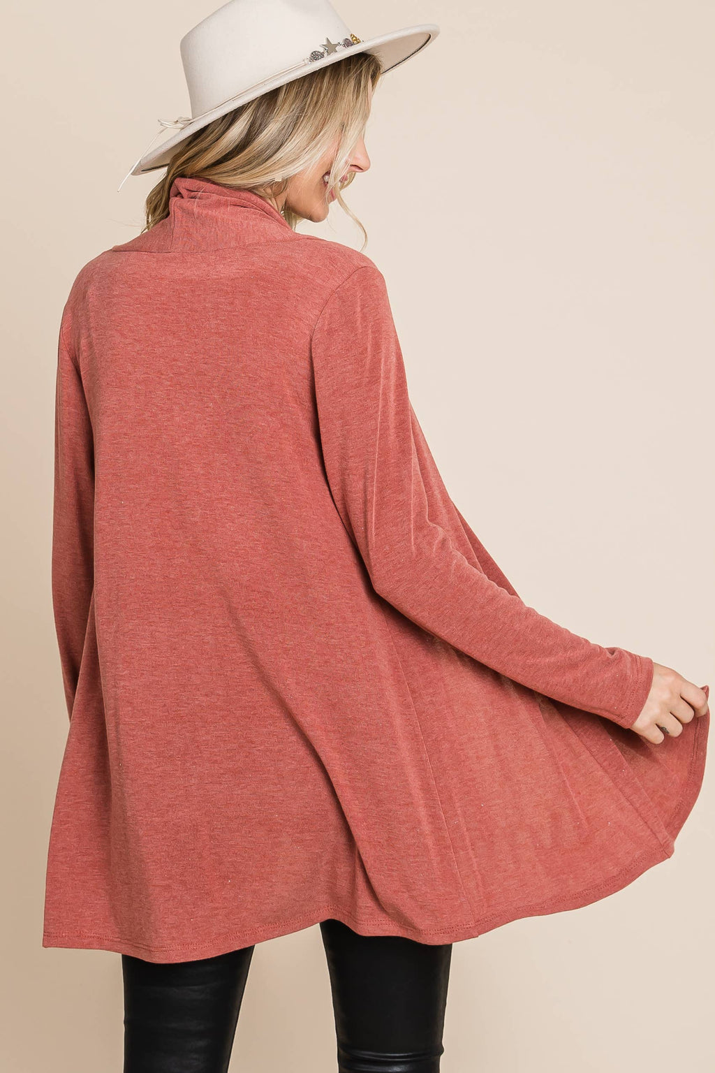 ETK-8867 Soft Solid Open Front Cardigan