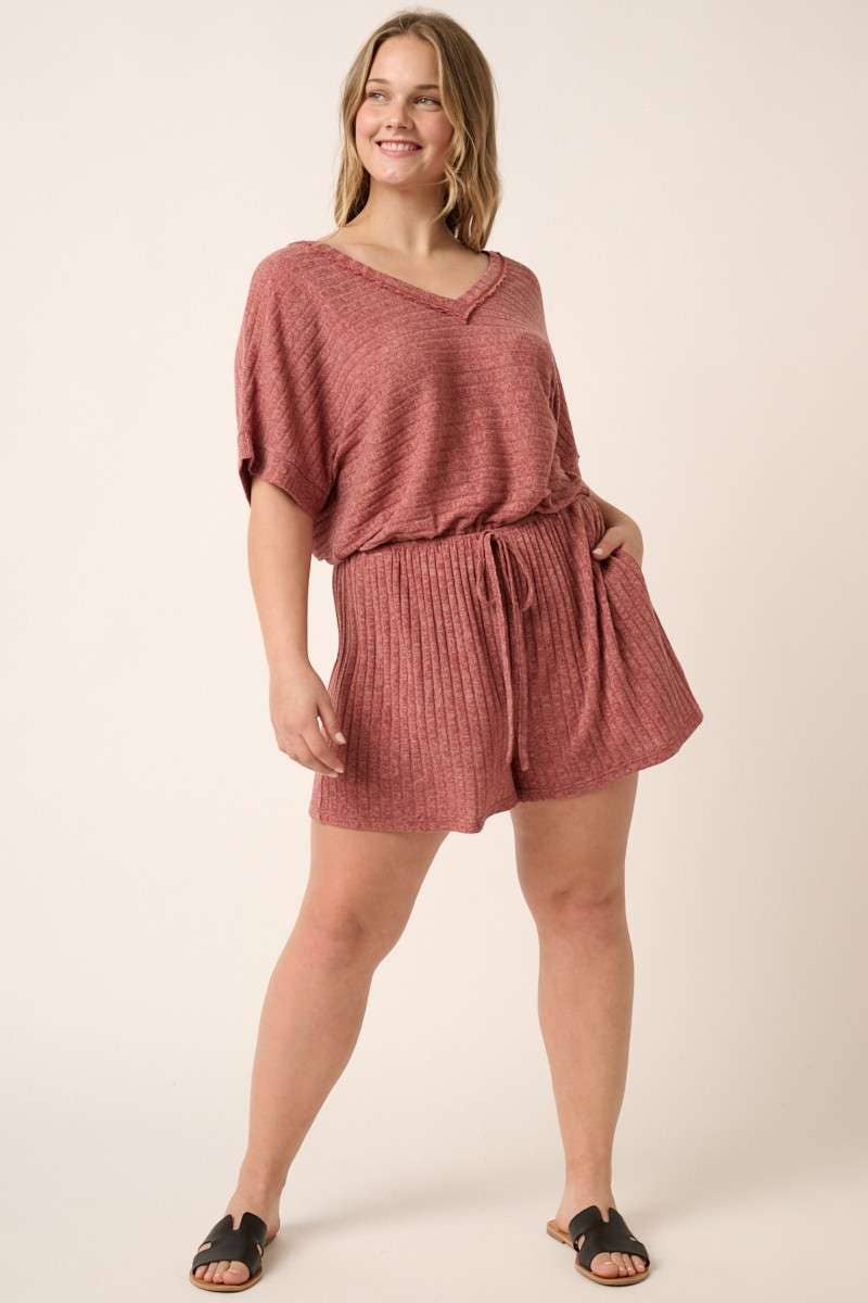 PLUS SIZE RIBBED ROMPER