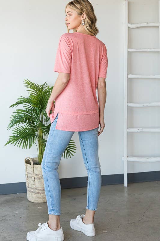 ST2411-11  SOLID TOP WITH STITCH AND SIDE SLIT