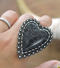 Western Statement Adjustable Heart Ring Black