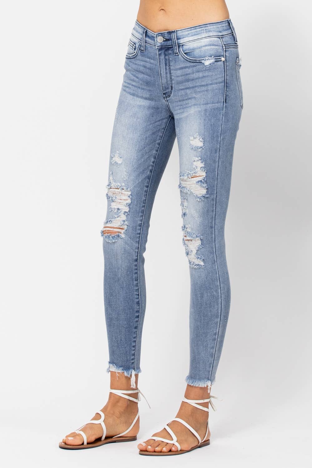 MID-RISE SKINNY DESTROYED (Size 15 only)