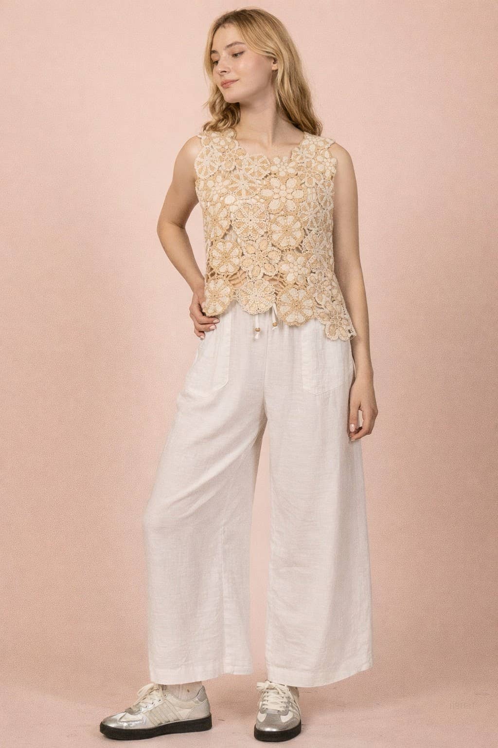 Floral Lace Crochet Sleeveless Top