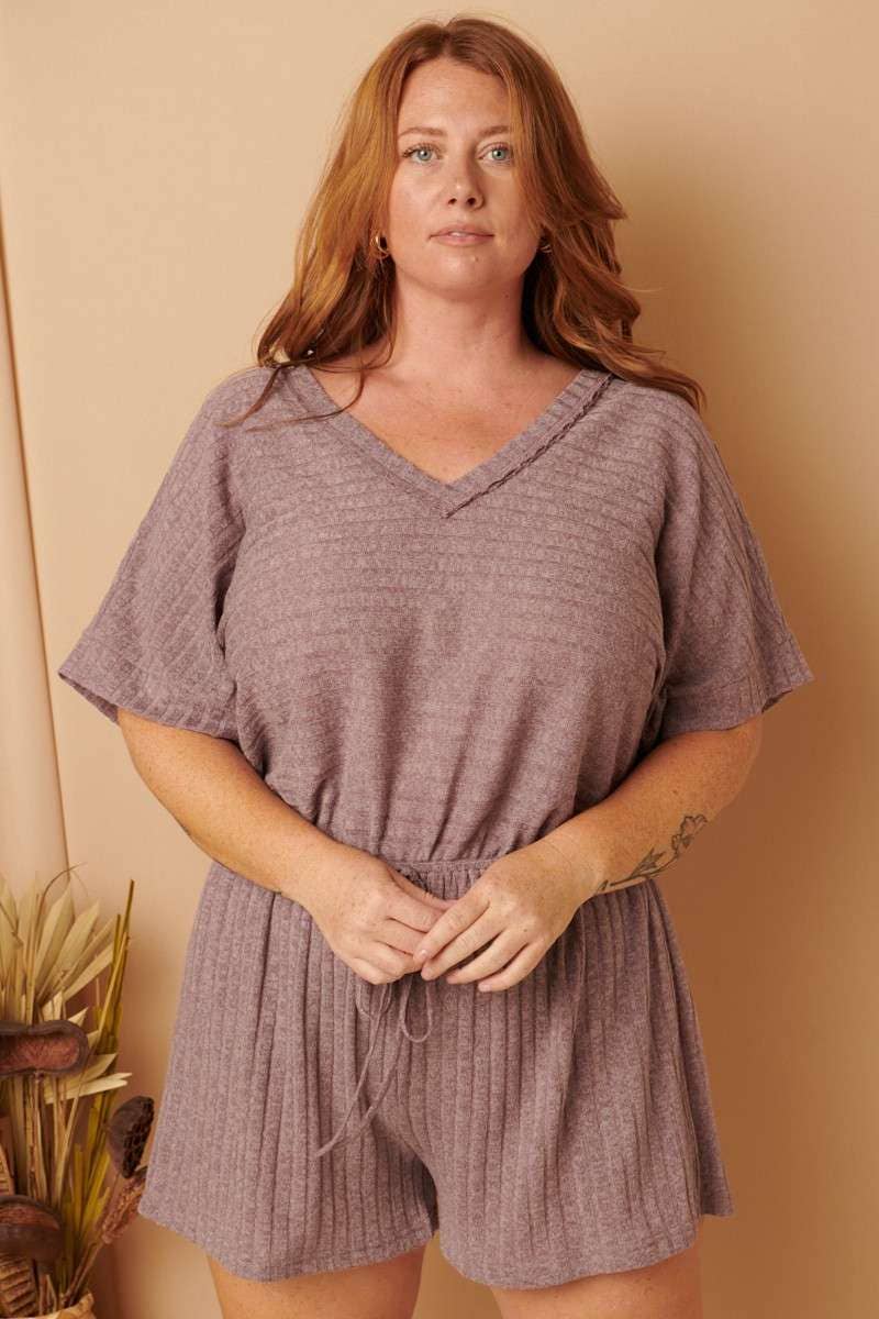PLUS SIZE RIBBED ROMPER