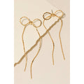 Long Metallic Ribbon Bow Stud Earrings