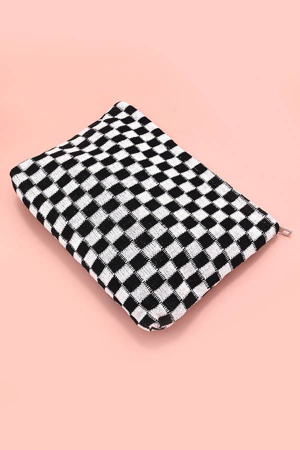 TRAVEL GINGHAM CHECKER MAKEUP COSMETIC POUCH BAG | 40P528