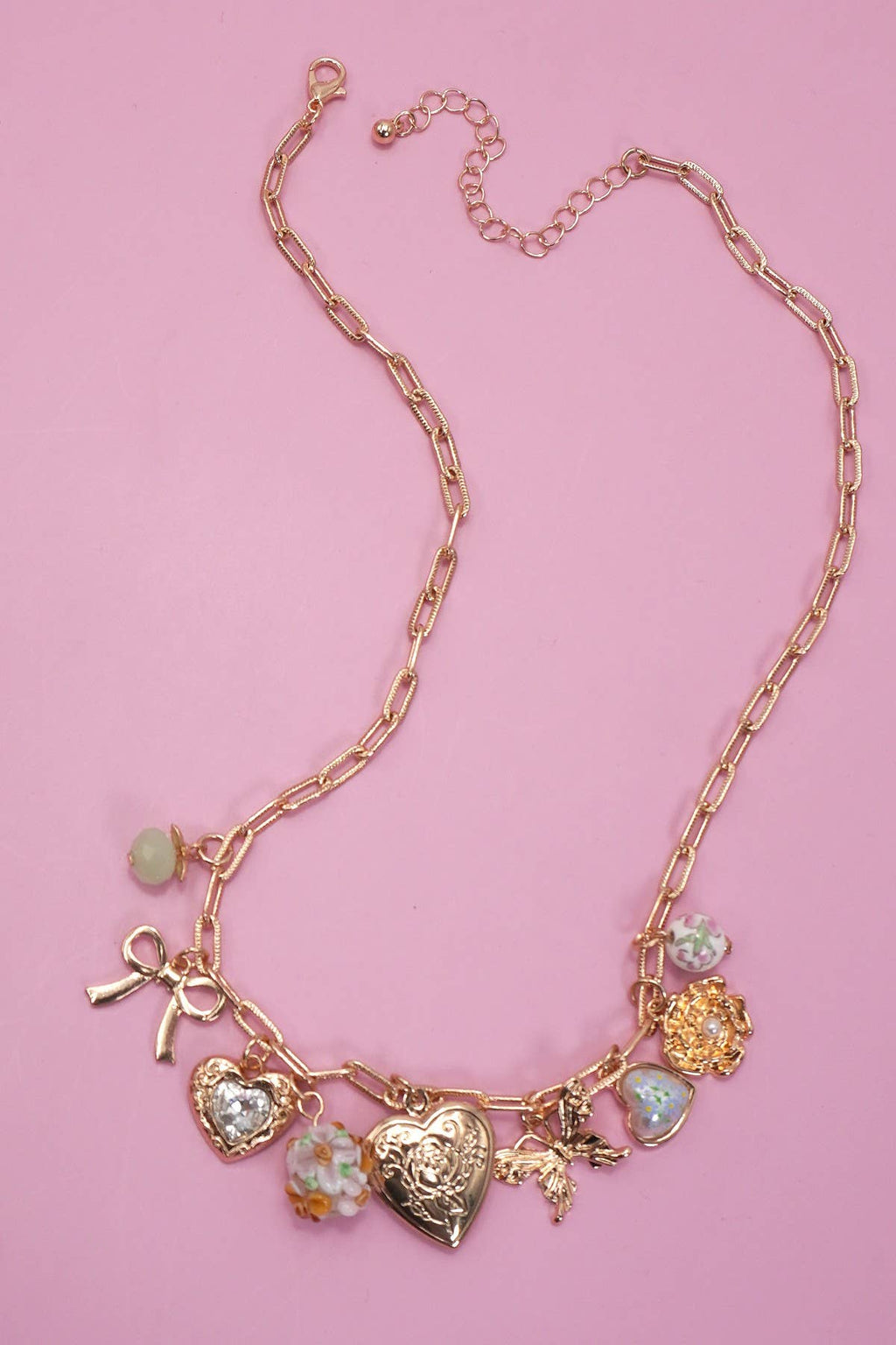 CHARM NECKLACE-HEART LOCKET BUTTERFLY