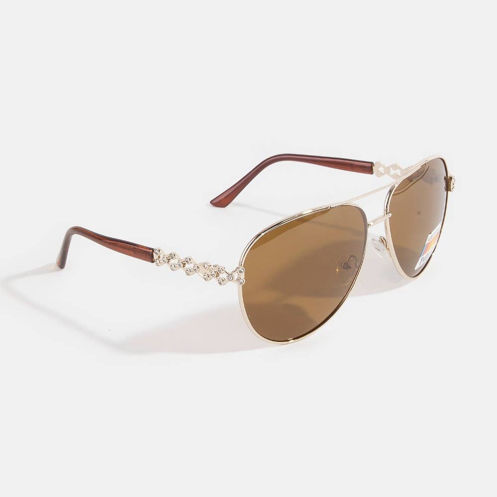 Polarized Crystal-Temple Aviator Sunglasses