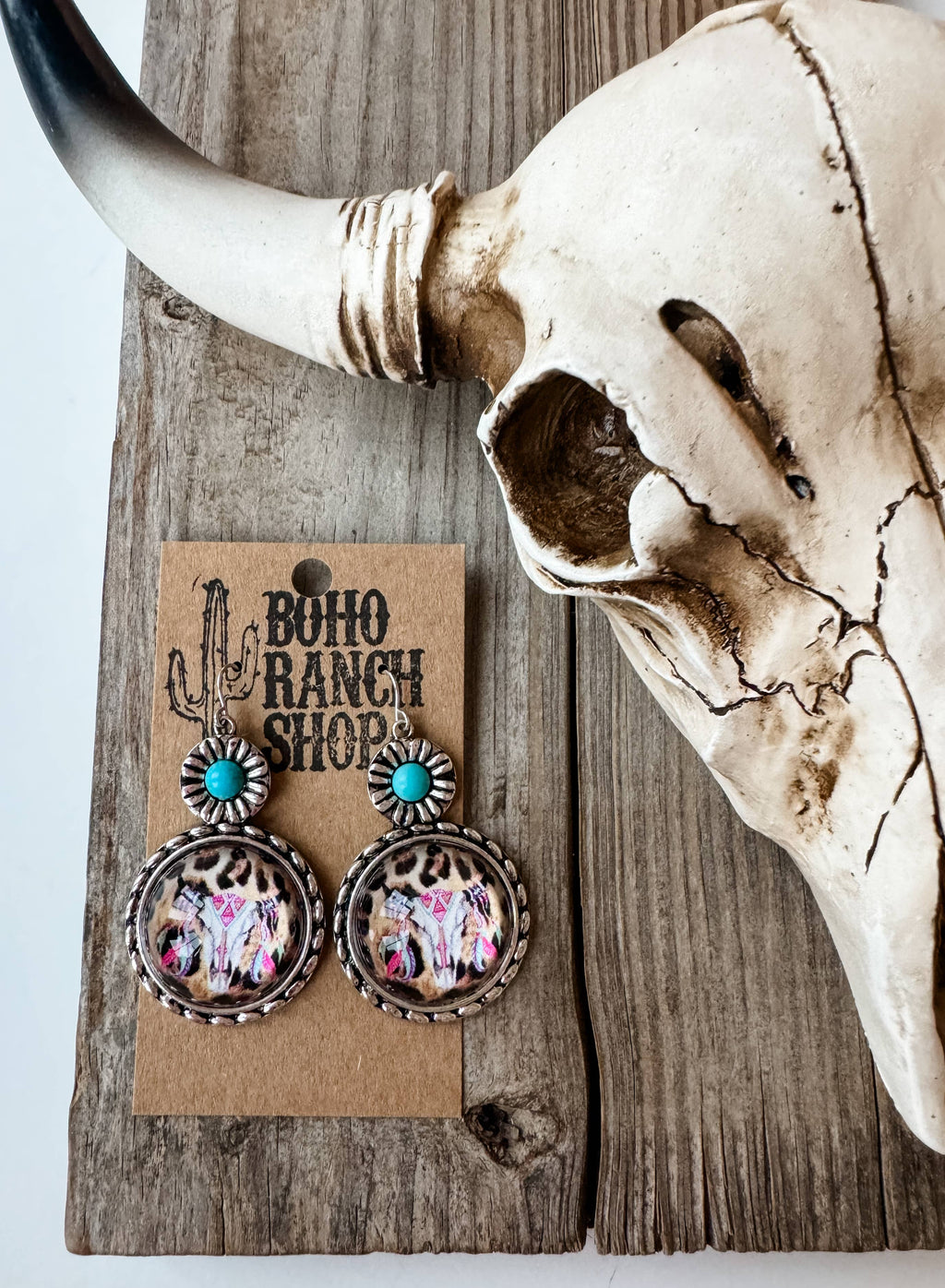 Western Theme Bubble Steer Earrings 