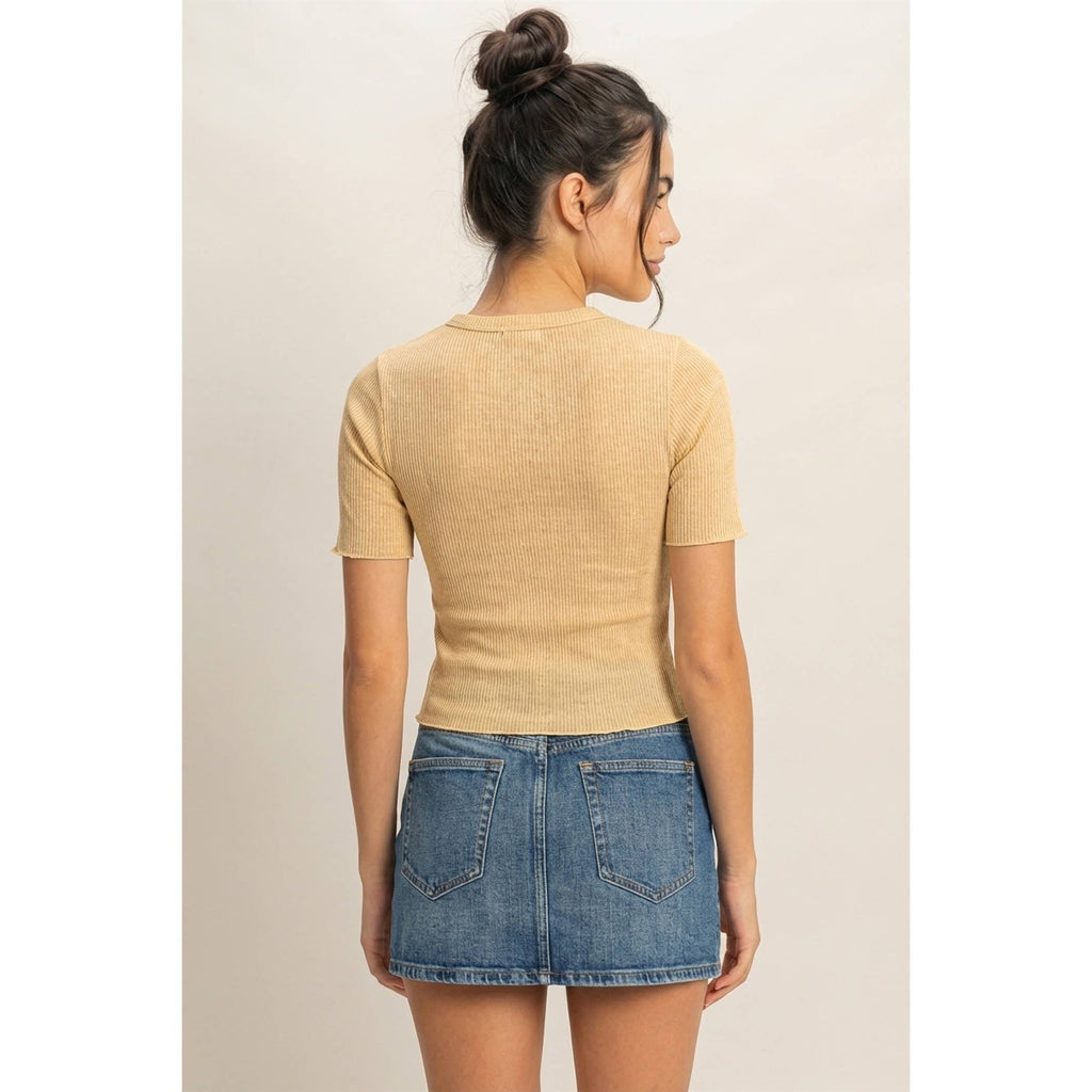 Ribbed Short Sleeve Top