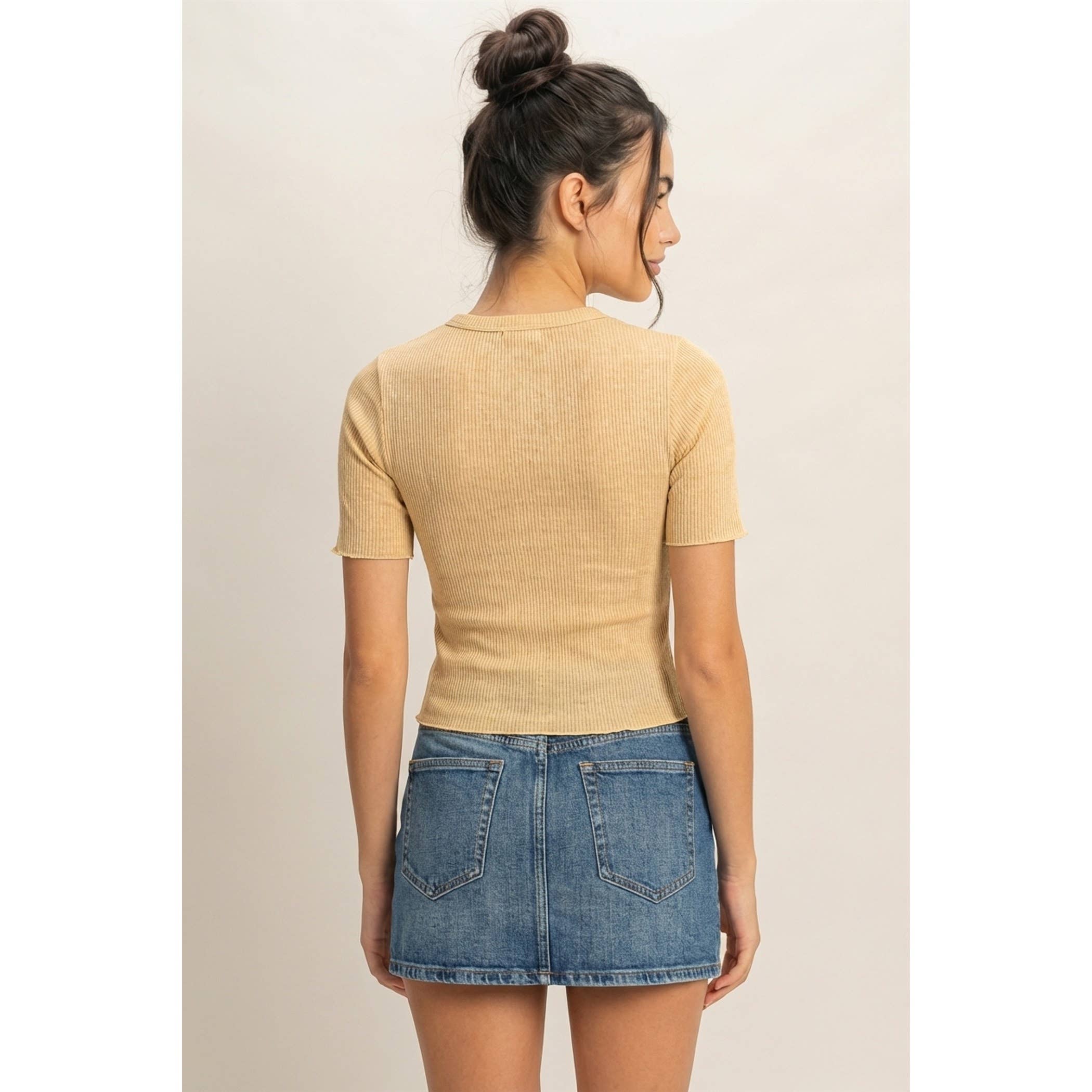 Ribbed Short Sleeve Top