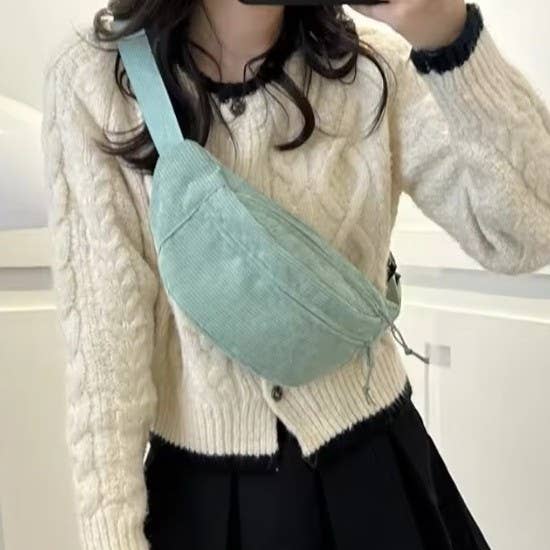 CORDUROY CROSSBODY SLING FANNY PACK BELT BUM BAG | 40P583