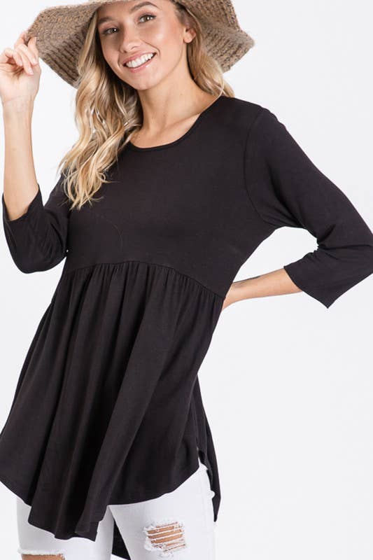 SOLID BABYDOLL TOP