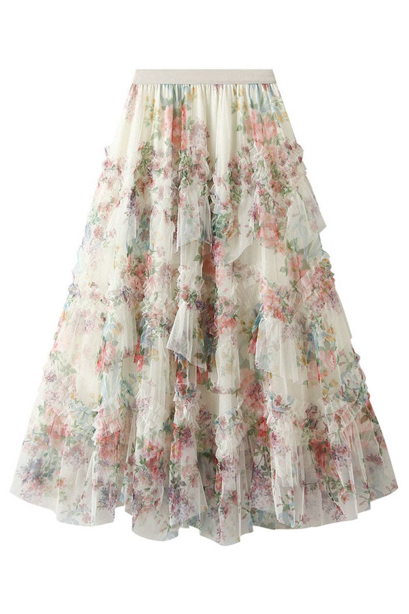 Tiered Floral Maxi Skirt