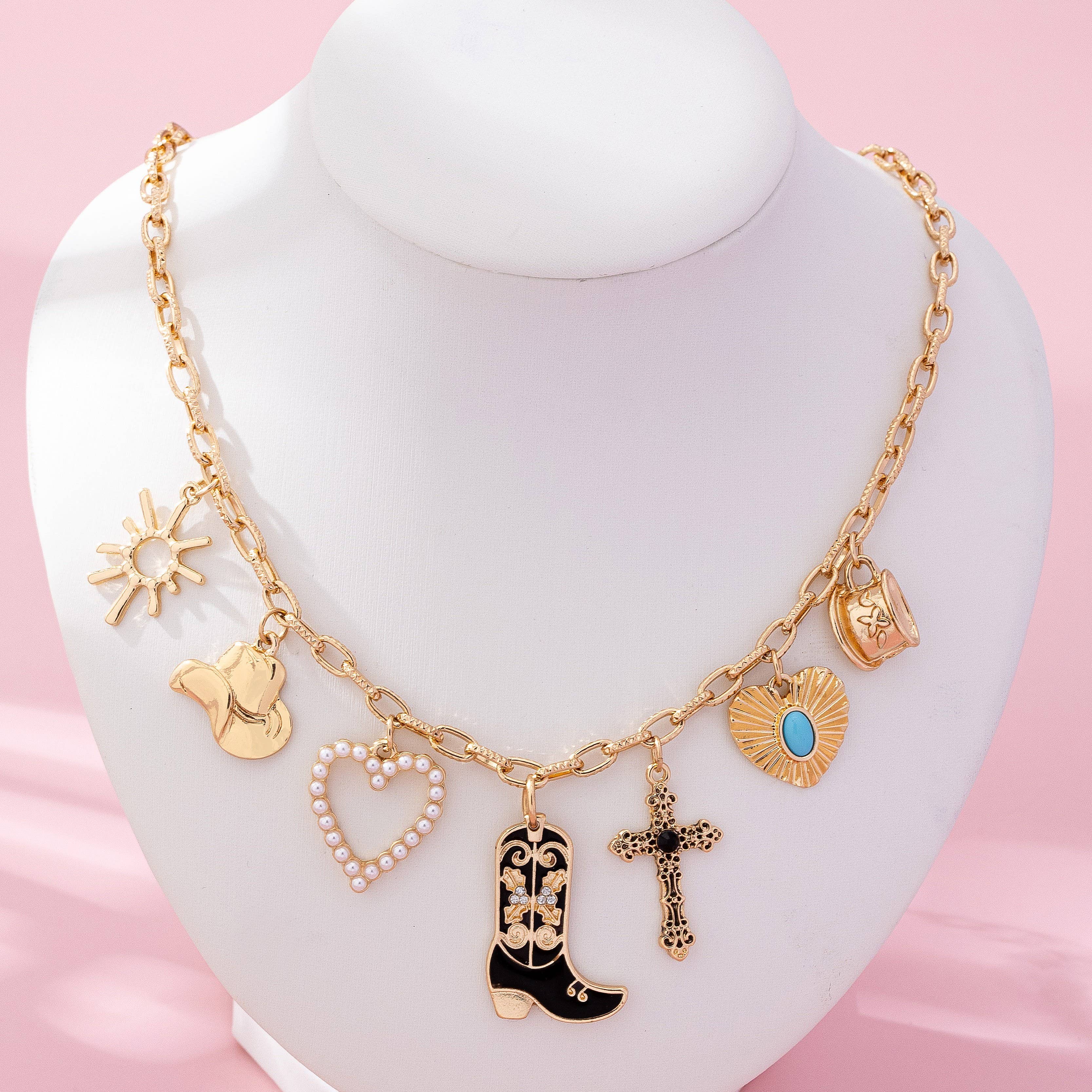 Western Charm Necklace - Boot cross heart | 80N92712
