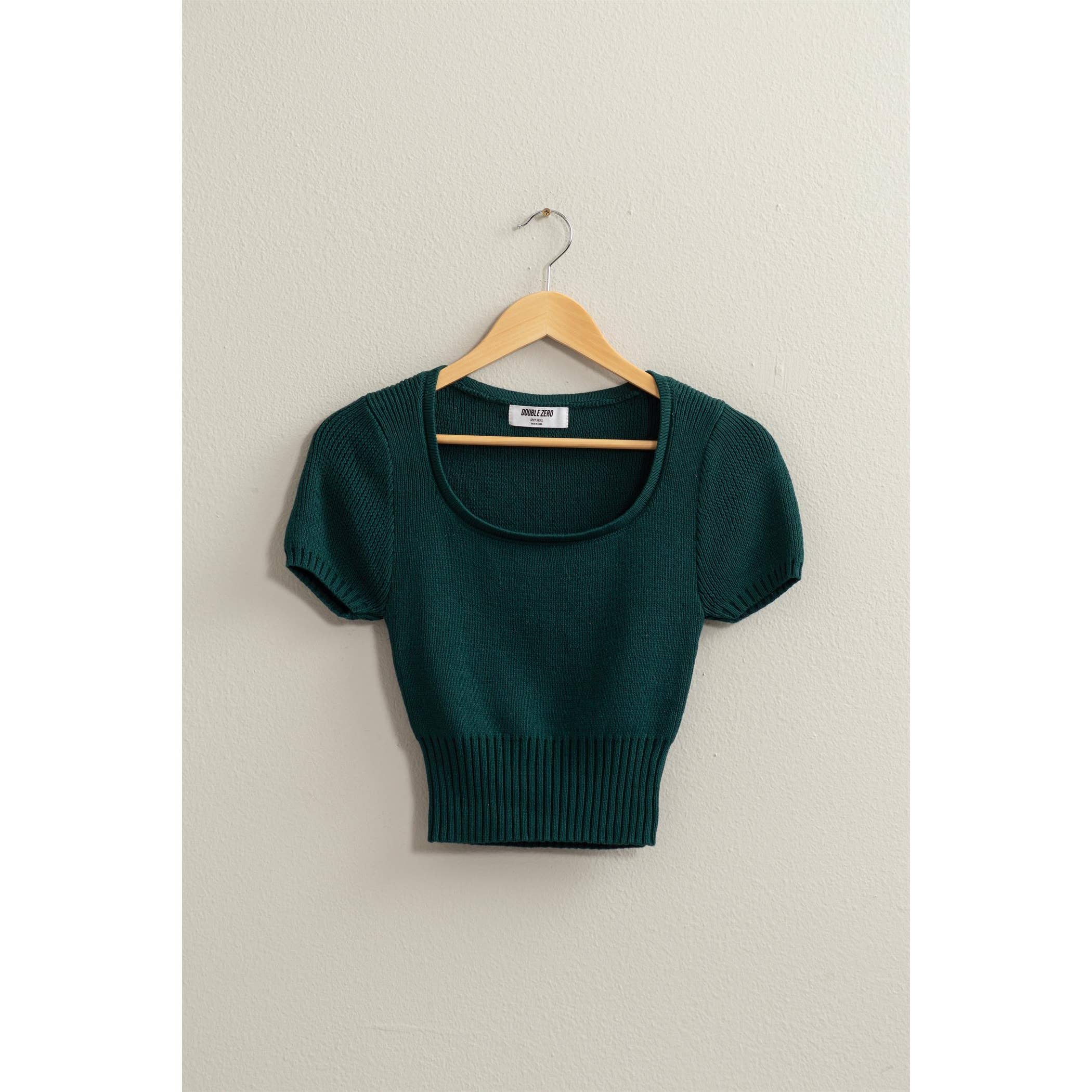 Scoop Neck Short Sleeve Knit Top