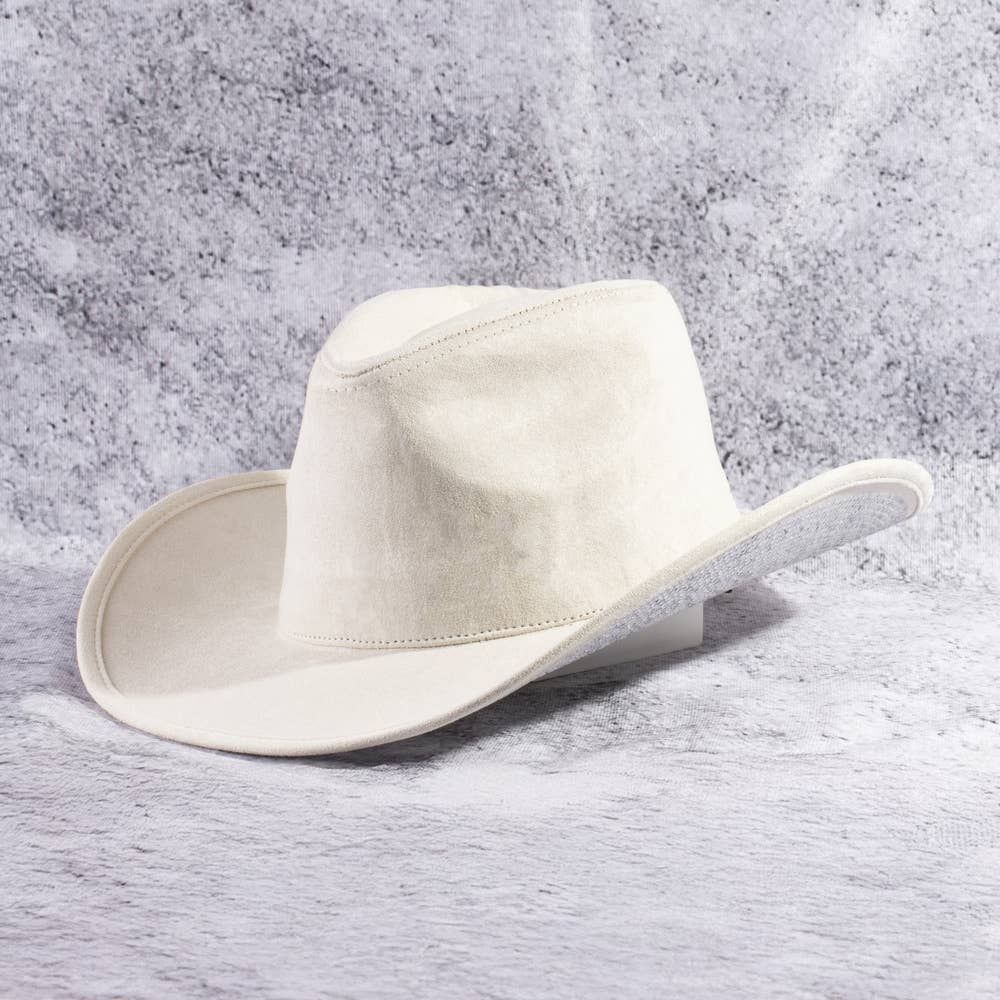 Wide Brim Suede Rhinestone Studded Western Cowboy Hat