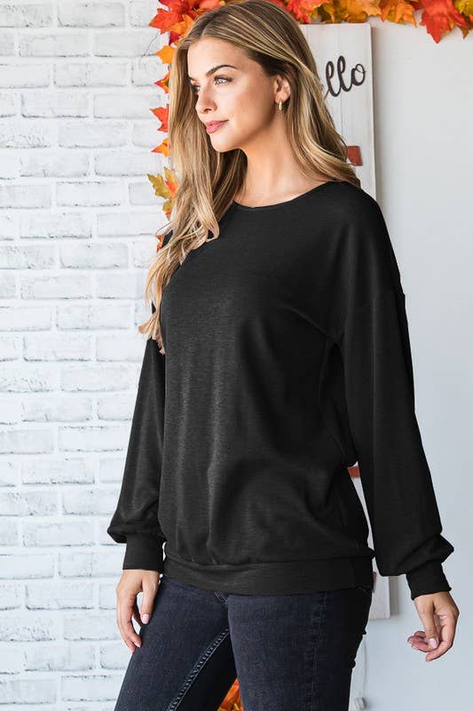 PUFF SLEEVE SOLID TOP