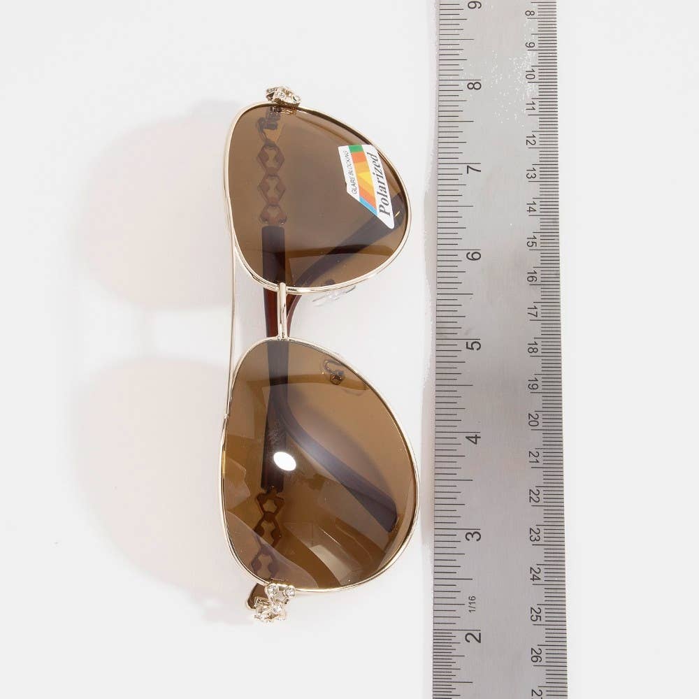 Polarized Crystal-Temple Aviator Sunglasses