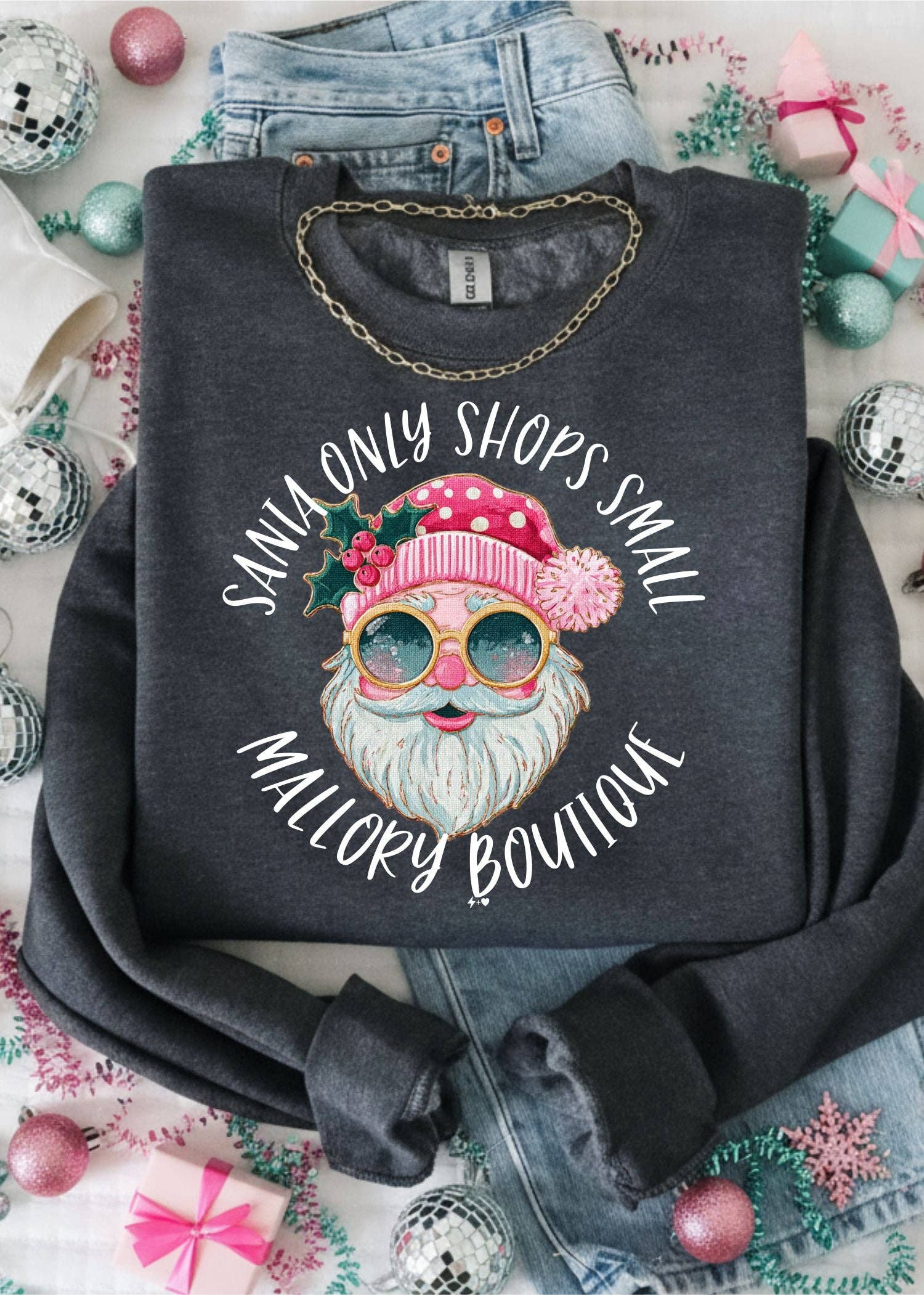 Santa Only Shops Custom BOutique Christmas Sweatshirt (XMAS1070-DTF-SS)