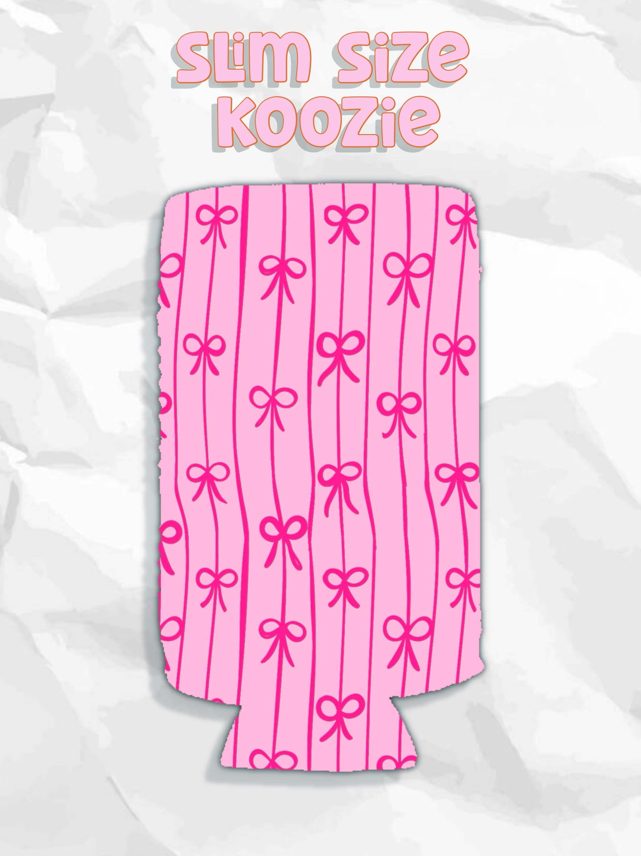 SLIM Pink bow can koozies