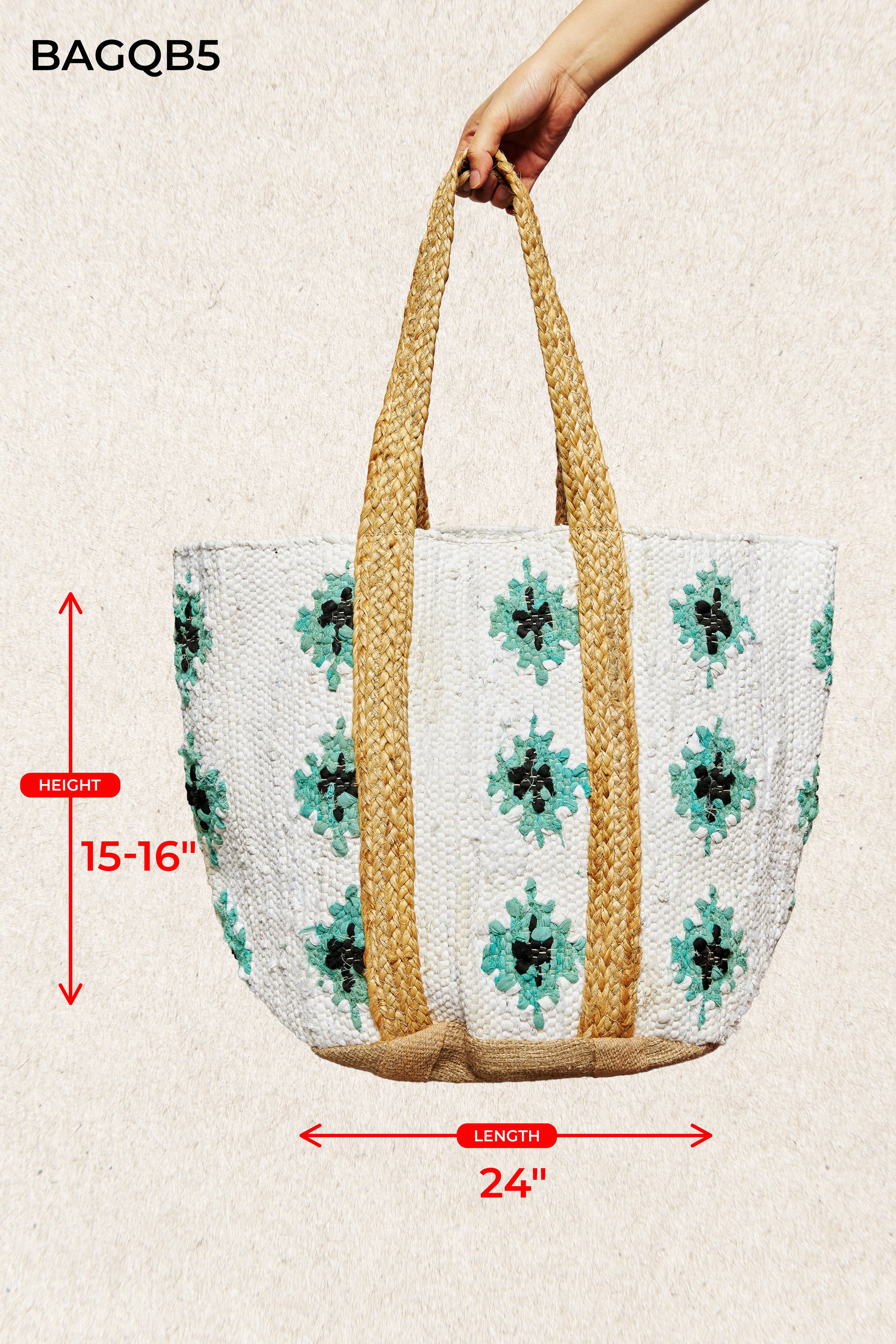 Floral Cotton Weave Tote Bag