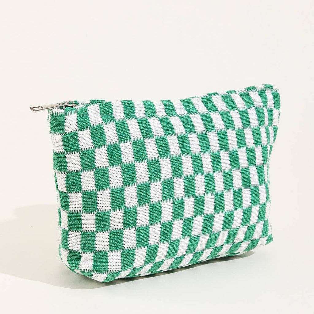 TRAVEL GINGHAM CHECKER MAKEUP COSMETIC POUCH BAG | 40P528