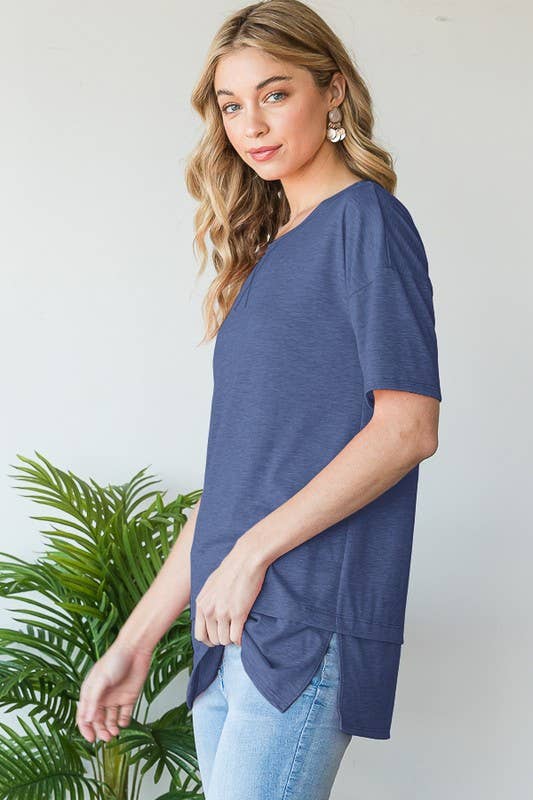 ST2411-11  SOLID TOP WITH STITCH AND SIDE SLIT
