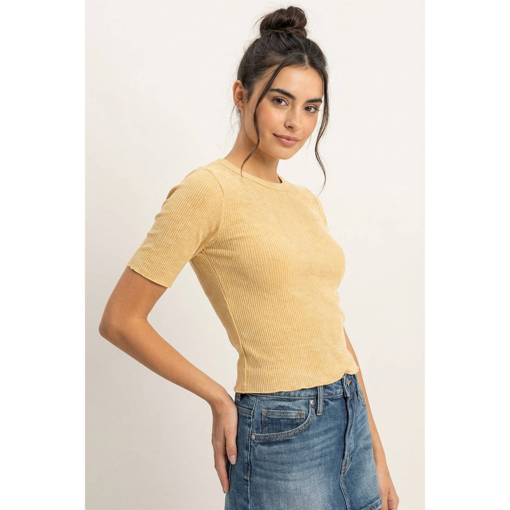 Ribbed Short Sleeve Top