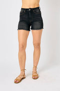 HW Tummy Control Fray Hem Shorts - (XL Only)