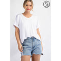 PLUS SIZE V NECK SHORT SLEEVE TOP