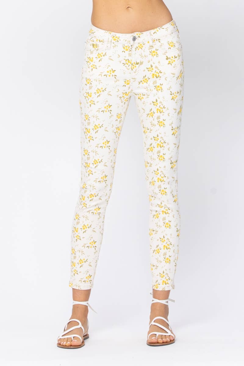 MID-RISE SKINNY FLORAL PRINT