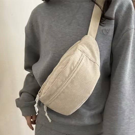 CORDUROY CROSSBODY SLING FANNY PACK BELT BUM BAG | 40P583