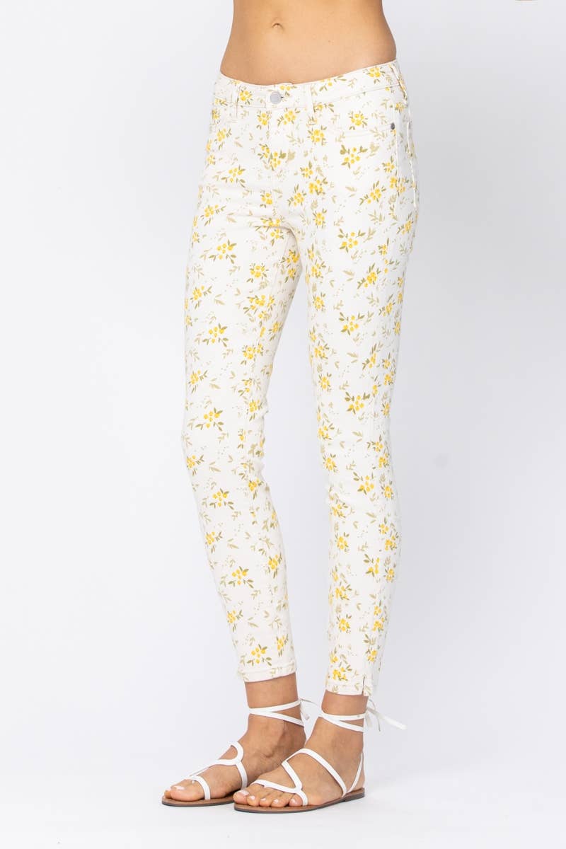 MID-RISE SKINNY FLORAL PRINT