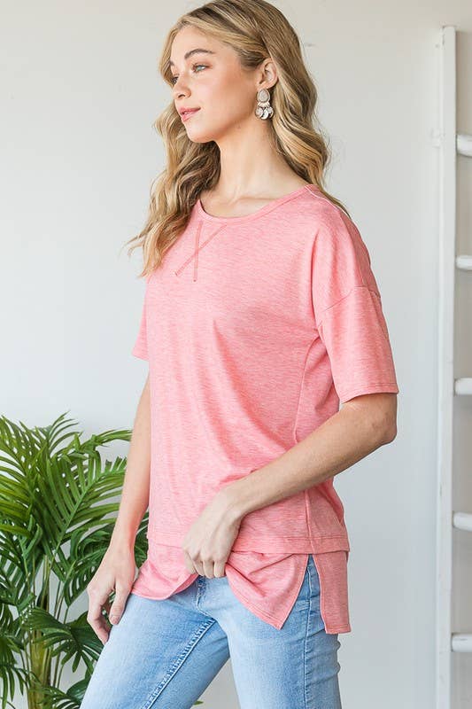 ST2411-11  SOLID TOP WITH STITCH AND SIDE SLIT