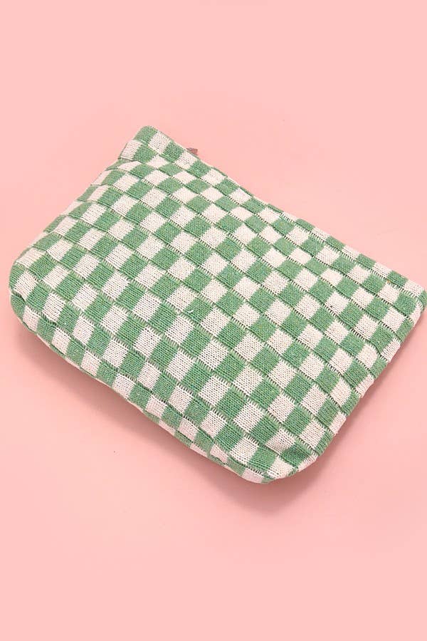 TRAVEL GINGHAM CHECKER MAKEUP COSMETIC POUCH BAG | 40P528