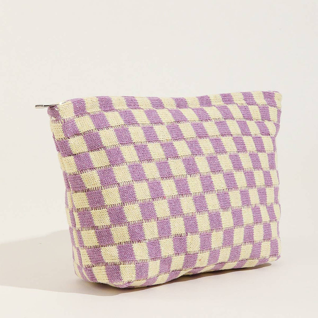 TRAVEL GINGHAM CHECKER MAKEUP COSMETIC POUCH BAG | 40P528