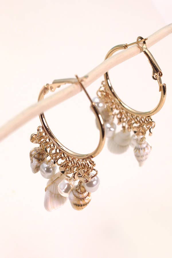 COASTAL SEASHELL CLUSTER DROP EARRINGS